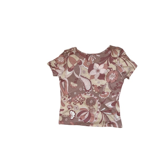 Women's floral print two-piece suit: short sleeve top & asymmetrical skirt - Picture 5 of 6